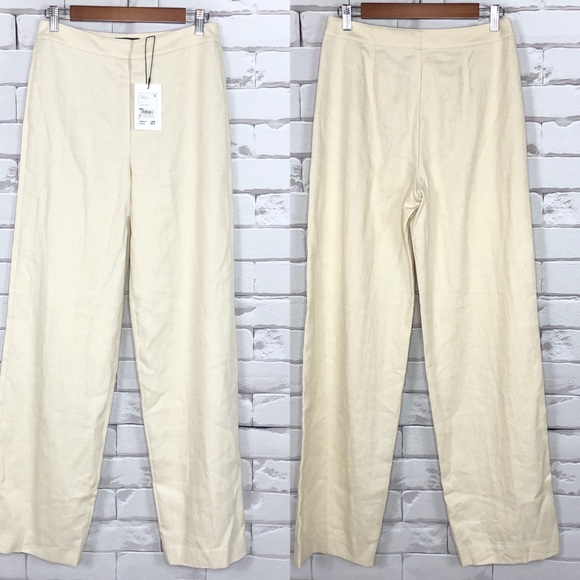 Theory Clean Linen Blend Wide Leg Trousers NWT - Picture 2 of 9